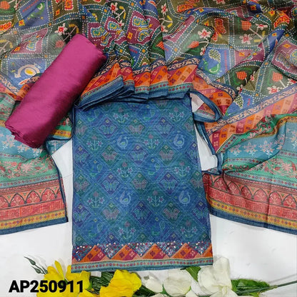 Blue patola digital printed silk cotton salwar material ap250911-Neidhal