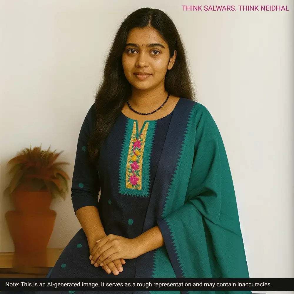 Blue premium handloom cotton salwar material ag251811 Neidhal