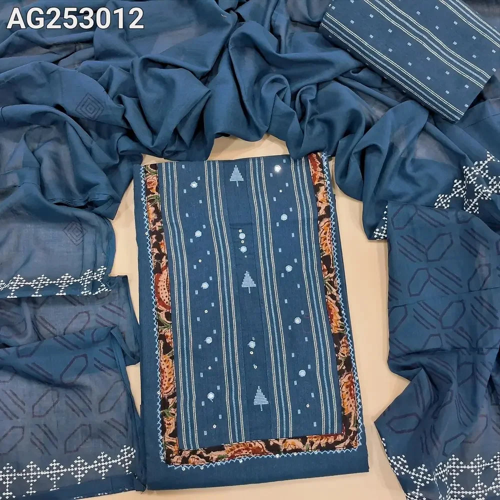 Blue premium handloom cotton salwar material ag253012 Neidhal