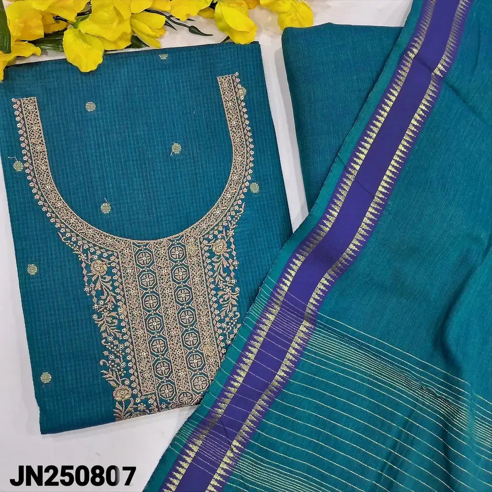 Blue premium handloom cotton salwar material jn250807-Neidhal