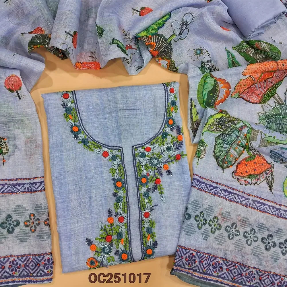 Blue premium linen salwar material OC251017-Neidhal