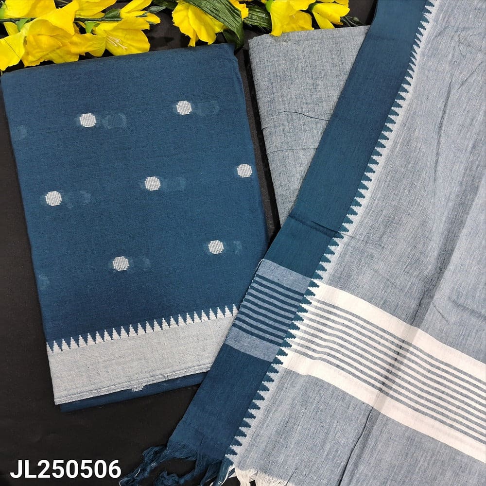 Blue premium south handloom cotton salwar material jl250506-Neidhal