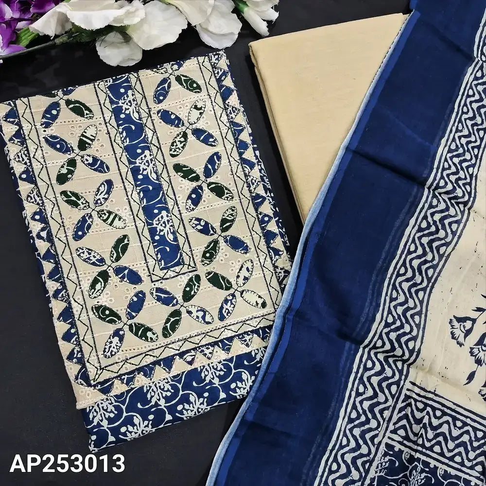 Blue printed cotton salwar material ap253013-Neidhal