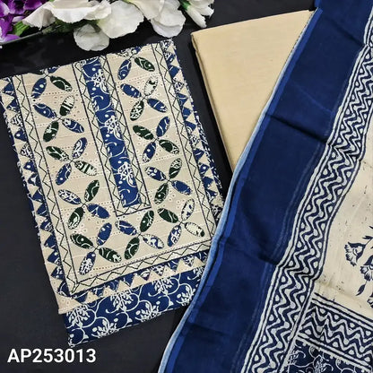 Blue printed cotton salwar material ap253013-Neidhal