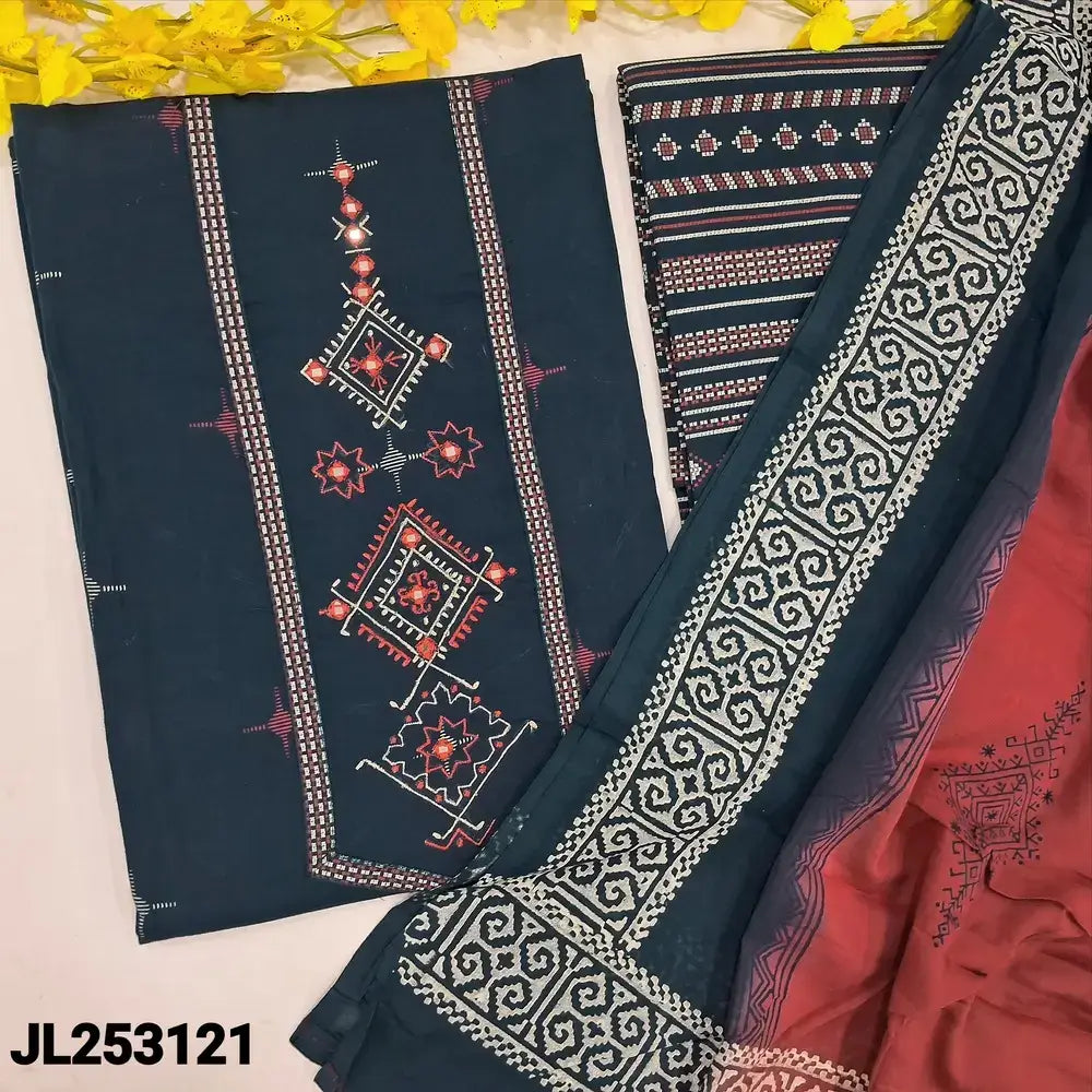 Blue printed handloom cotton salwar material jl253121-Neidhal