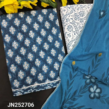 Blue printed kantha cotton salwar material jn252706-Neidhal