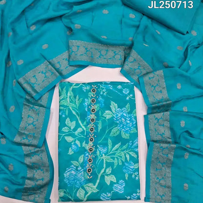 Blue printed maslin silk salwar material jl250713-Neidhal
