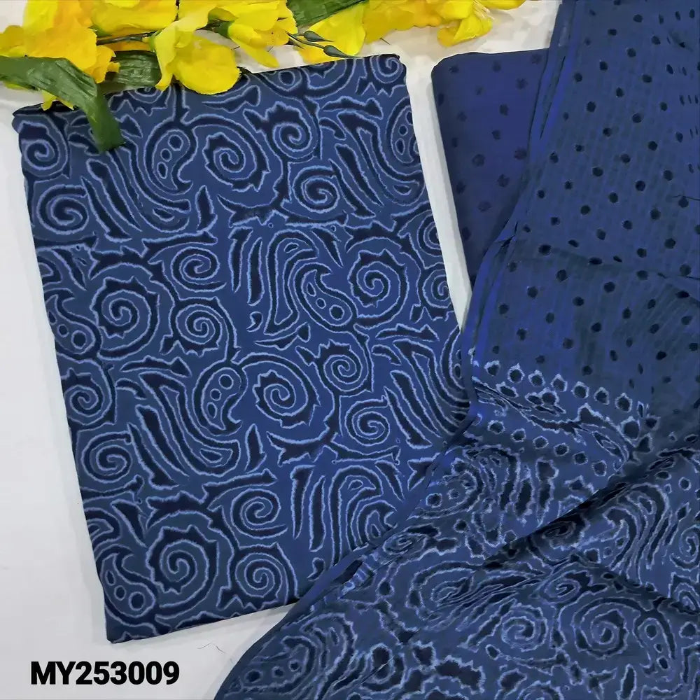 Blue printed premium satin cotton salwar material my253009-Neidhal