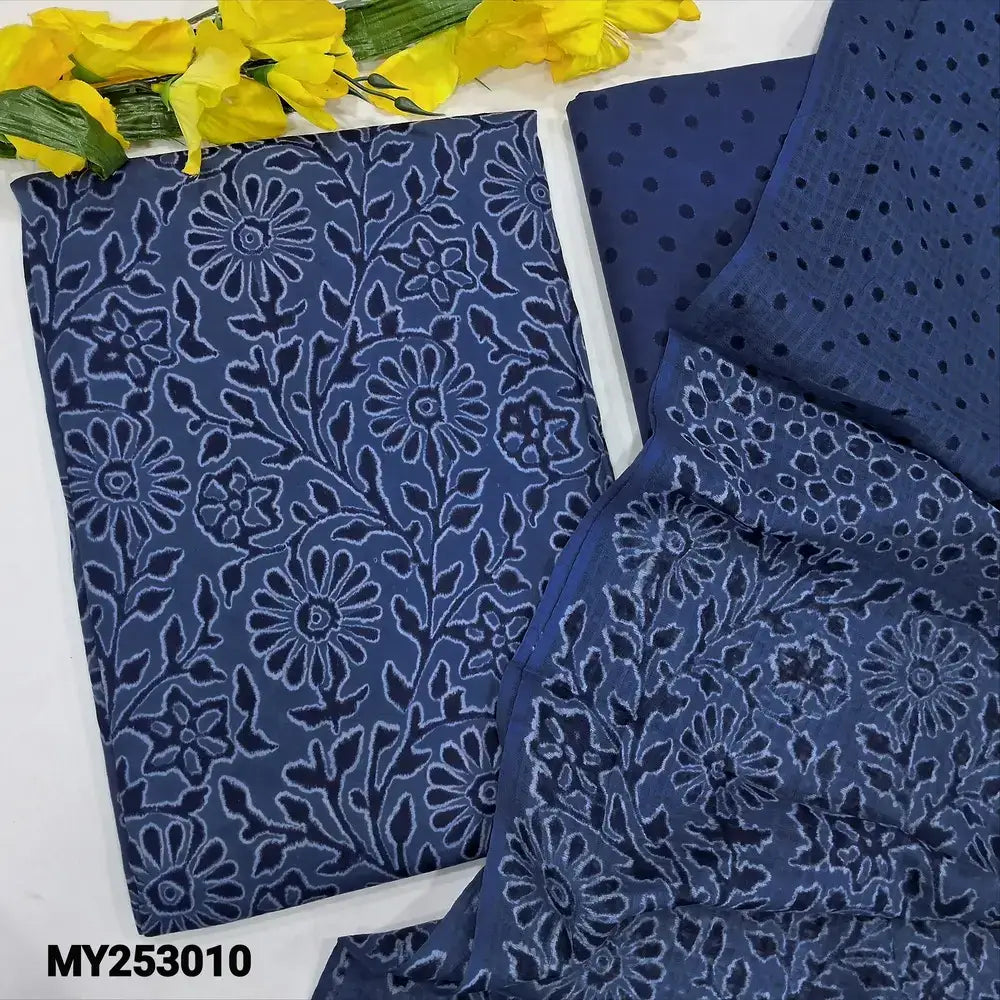 Blue printed premium satin cotton salwar material my253010-Neidhal