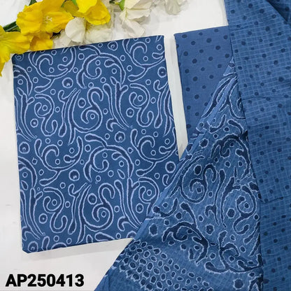 Blue printed satin cotton salwar material ap250413-Neidhal