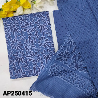 Blue printed satin cotton salwar material ap250415-Neidhal