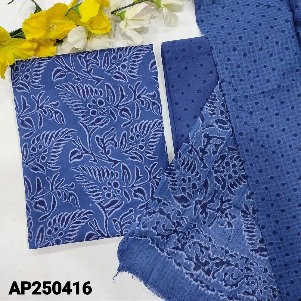 Blue printed satin cotton salwar material ap250416-Neidhal