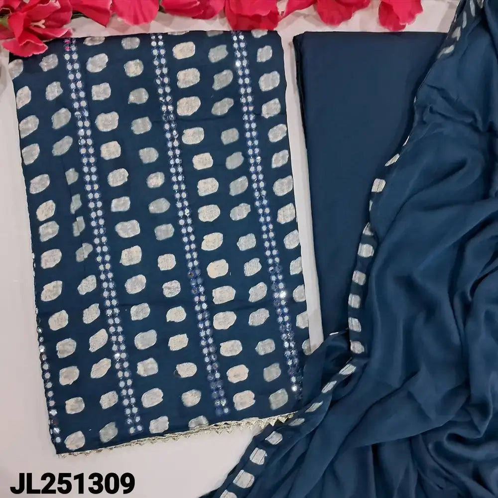 Blue printed satin cotton salwar material jl251309-Neidhal