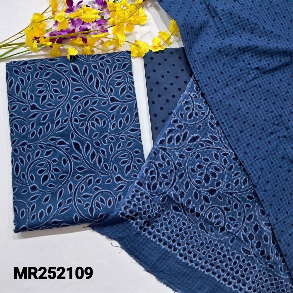 Blue printed satin cotton salwar material mr252109-Neidal