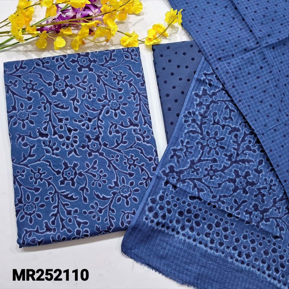 Blue printed satin cotton salwar material mr252110-Neidal