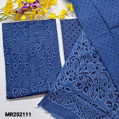 Blue printed satin cotton salwar material mr252111-Neidal