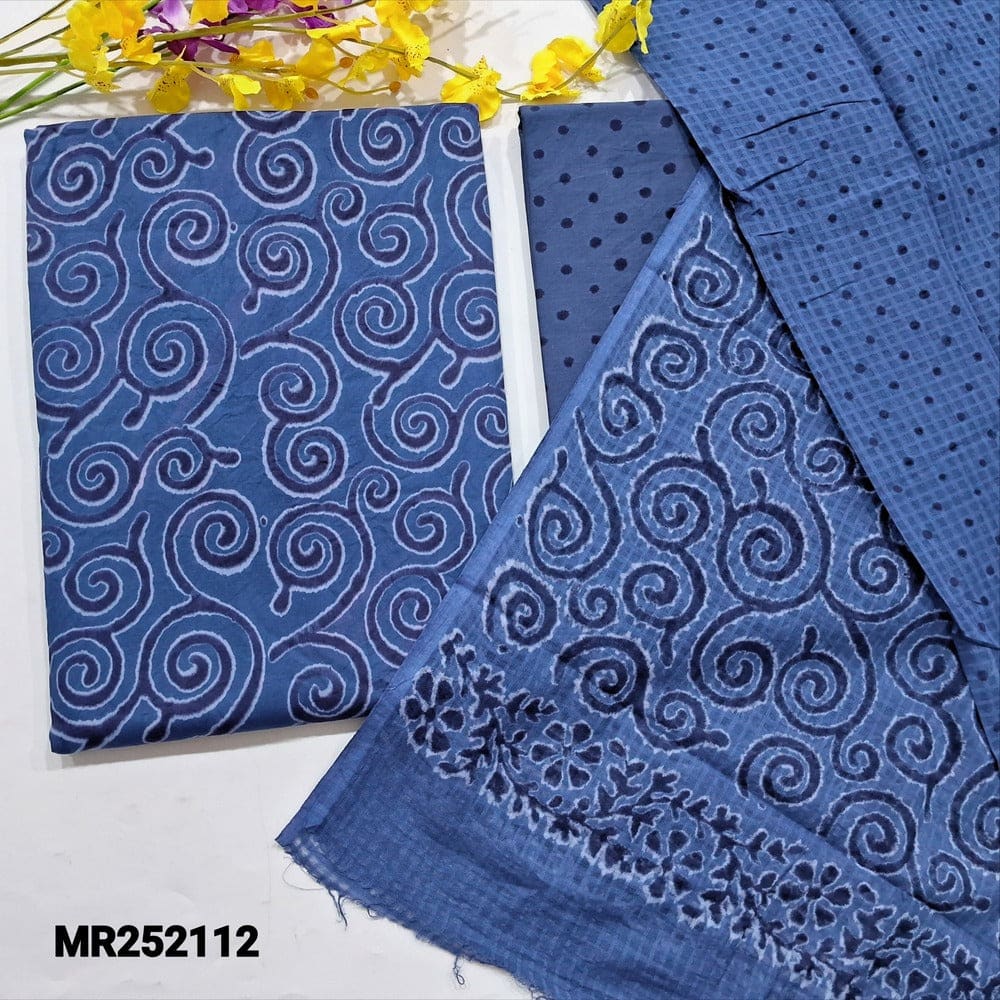 Blue printed satin cotton salwar material mr252112-Neidal