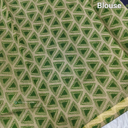 Blue printed semi chanderi silk cotton saree ns64-Neidhal