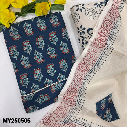 Blue printed soft cotton salwar material my250505-Neidhal