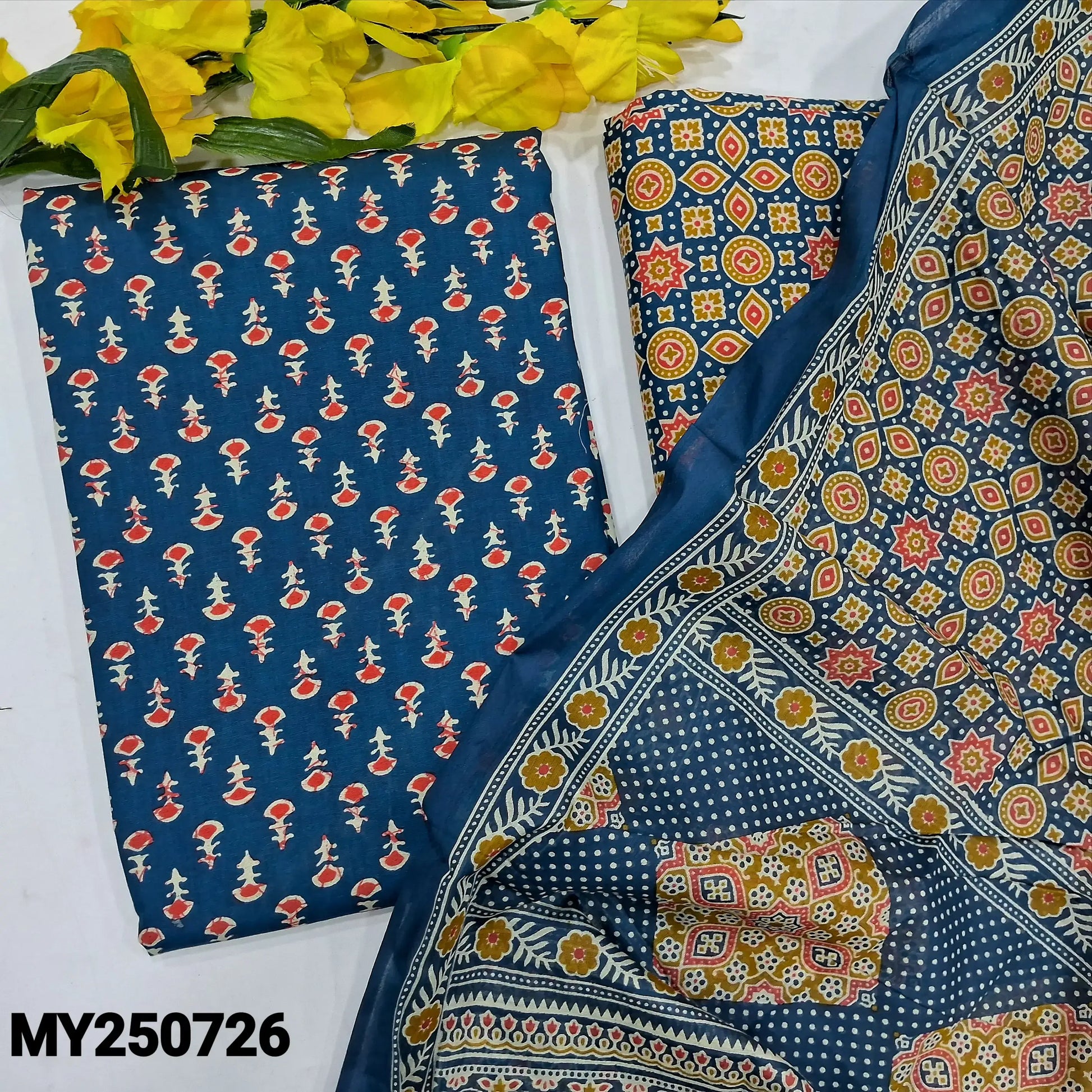 Blue printed soft cotton salwar material my250726-Neidhal