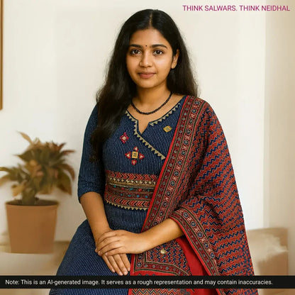 Blue pure kantha cotton salwar material ag252111 Neidhal