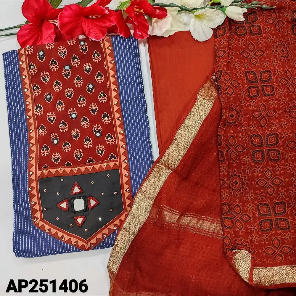 Blue pure kantha cotton salwar material ap251406-Neidhal