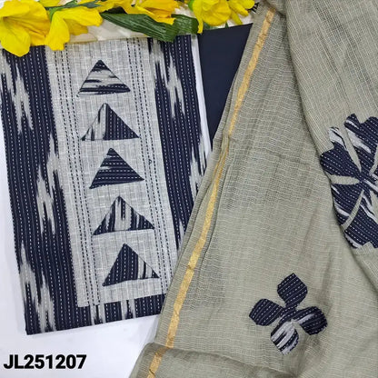 Blue pure kantha cotton salwar material jl251207-Neidhal