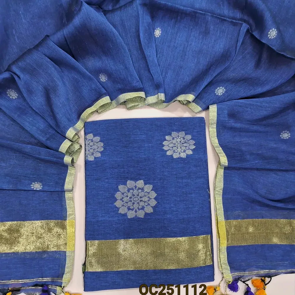 blue pure linen salwar material OC251109-Neidhal