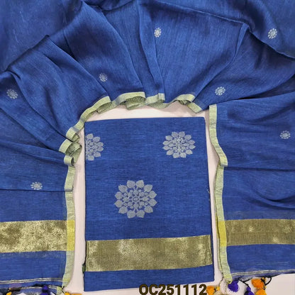 blue pure linen salwar material OC251109-Neidhal