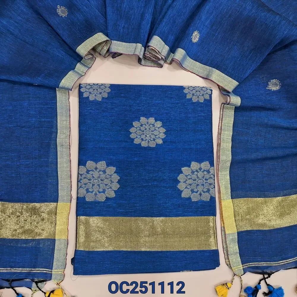 blue pure linen salwar material OC251112-Neidhal