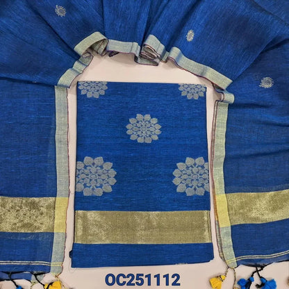 blue pure linen salwar material OC251112-Neidhal