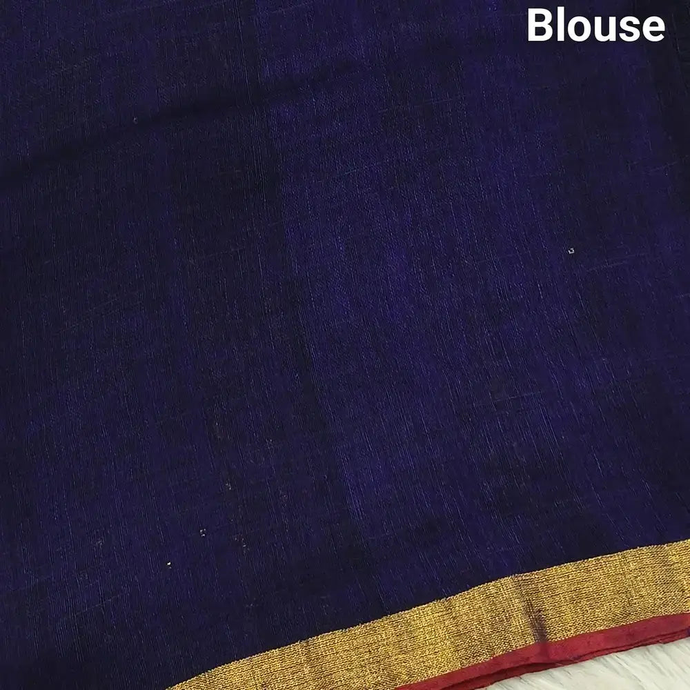 blue pure linen saree ns131-Neidhal
