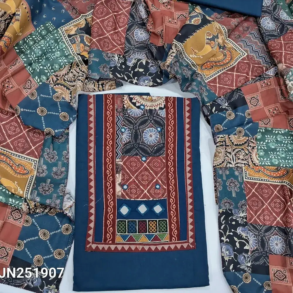 Blue satin cotton salwar material jn251907-Neidhal