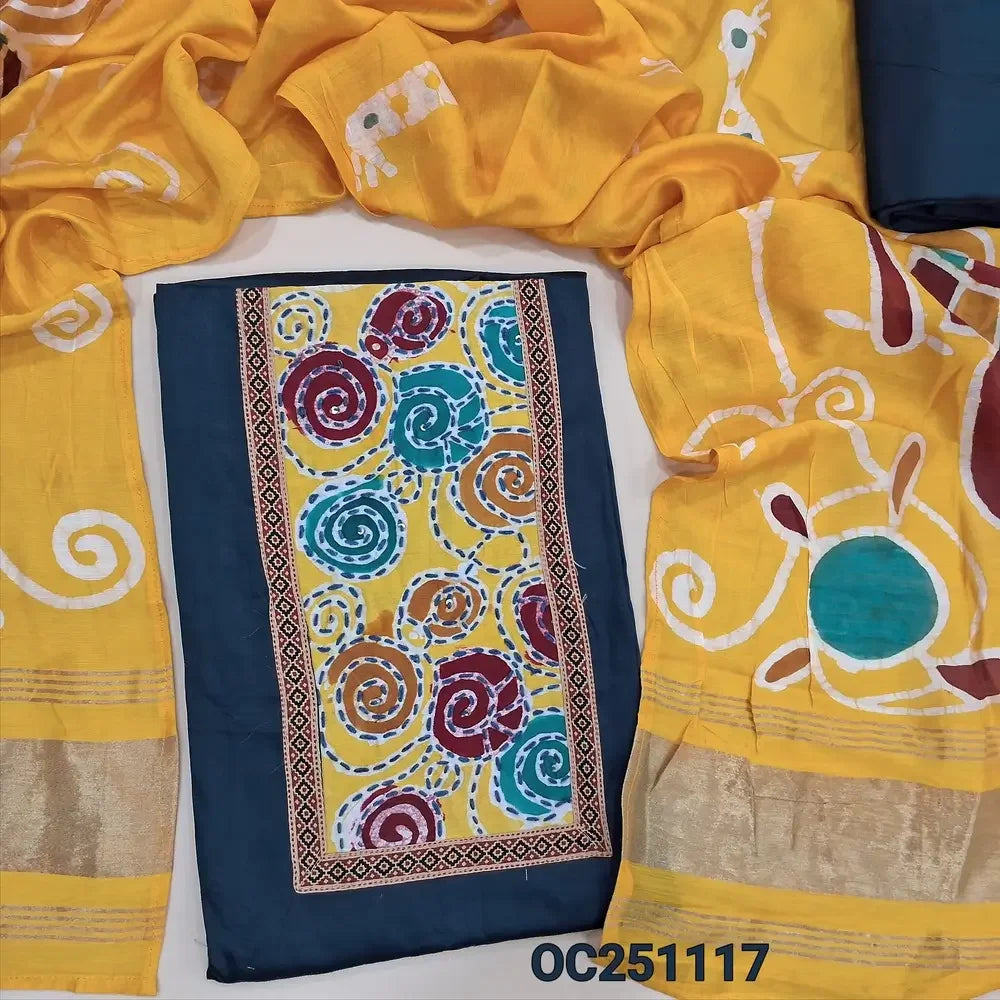 blue satin cotton salwar material OC251117-Neidhal