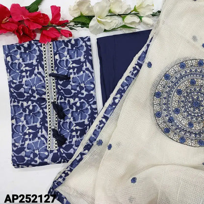 Blue Satin Cotton Salwar Material with Dupatta AP252127– Neidhal