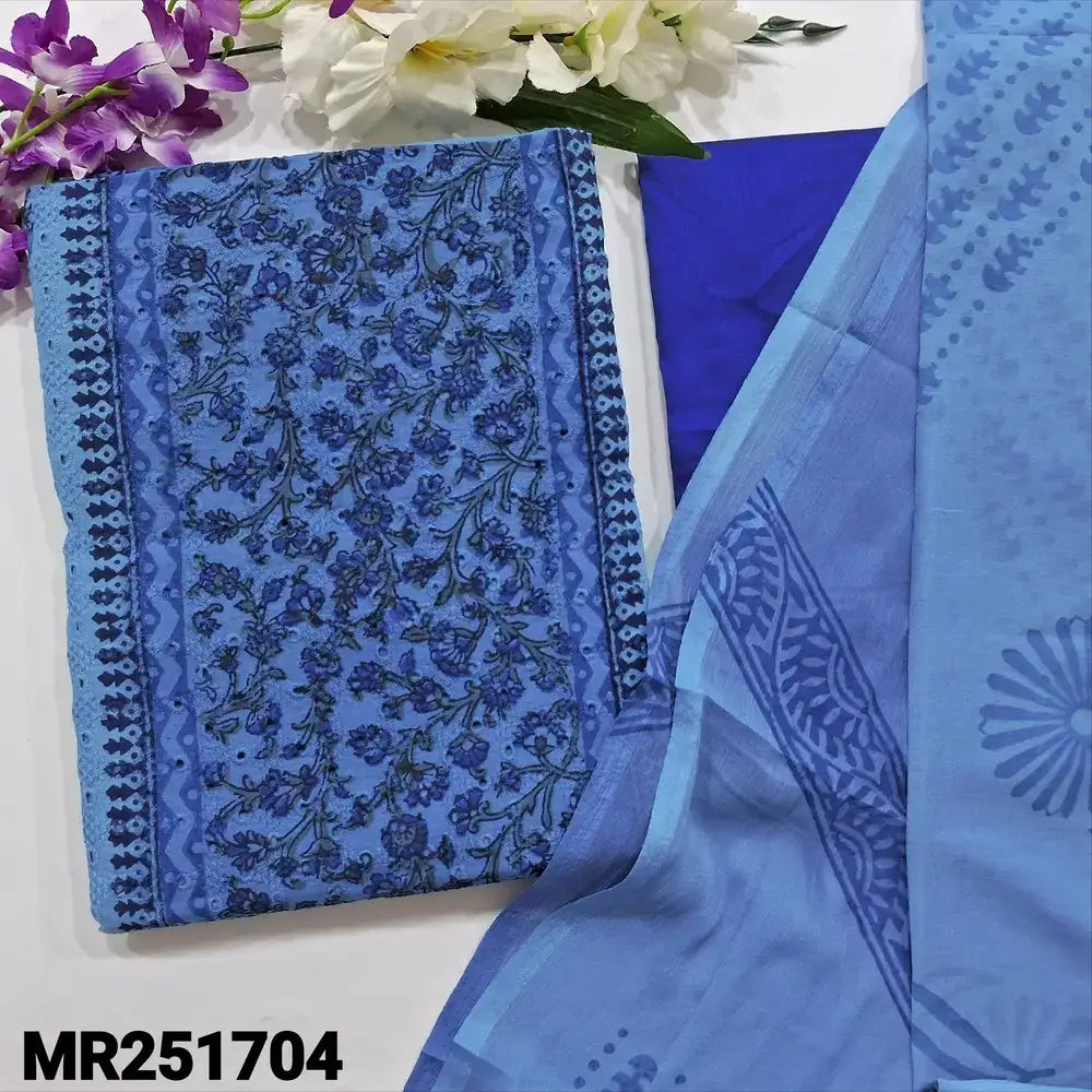 Blue schiffli embroidered cotton salwar material mr251704-Neidhal