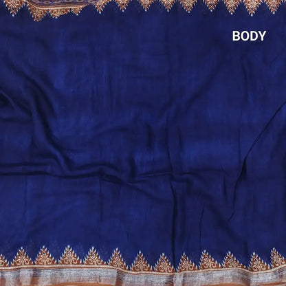Blue semi linen saree ns196-Neidhal