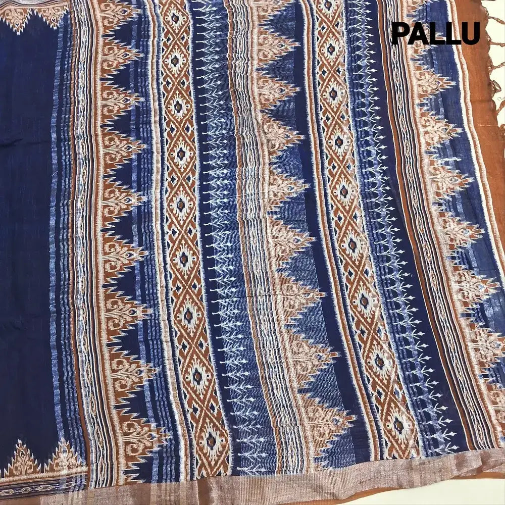 Blue semi linen saree ns196-Neidhal