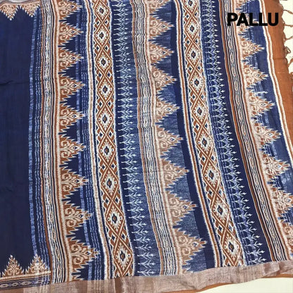 Blue semi linen saree ns196-Neidhal