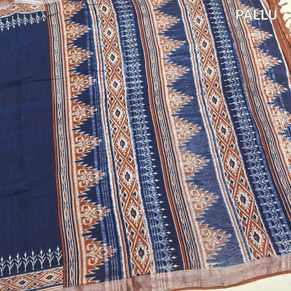Blue semi linen saree ns202-Neidhal
