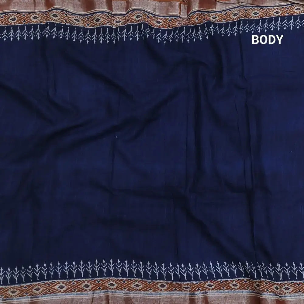 Blue semi linen saree ns202-Neidhal