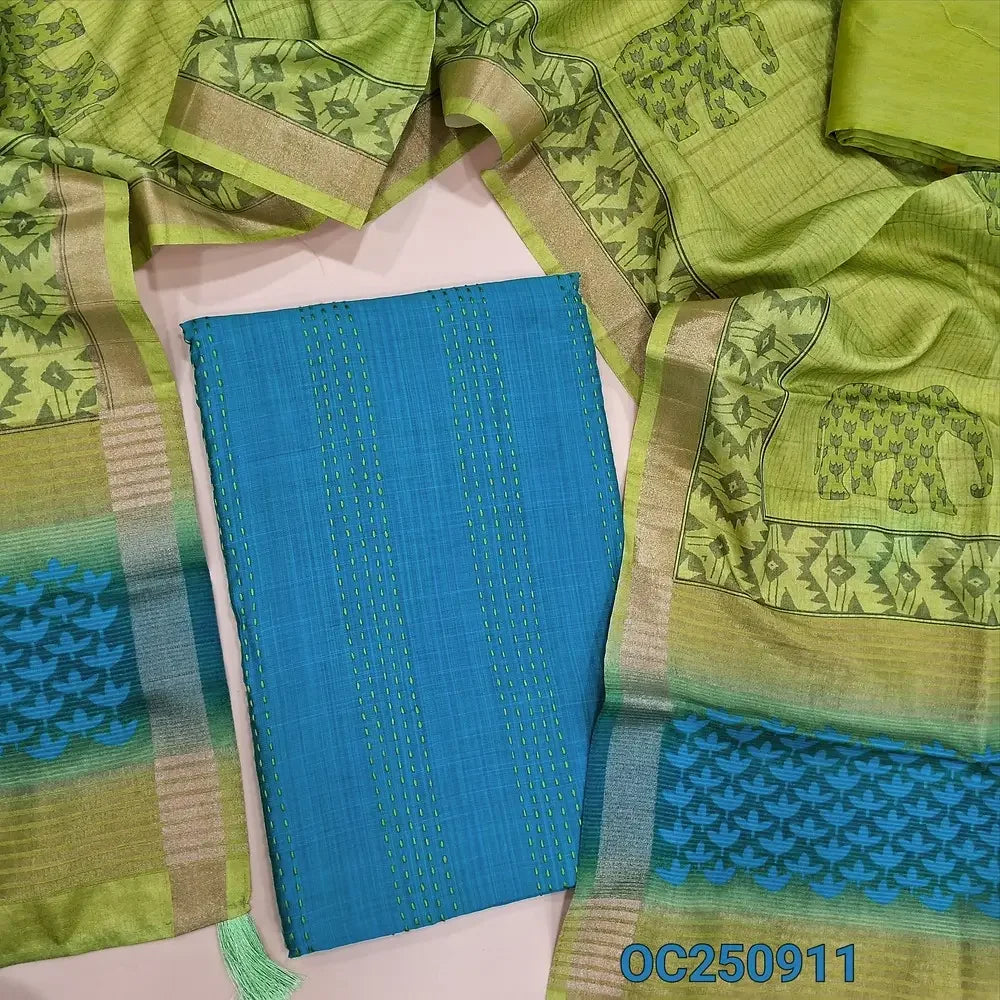 Blue silk cotton salwar material OC250911-Neidhal