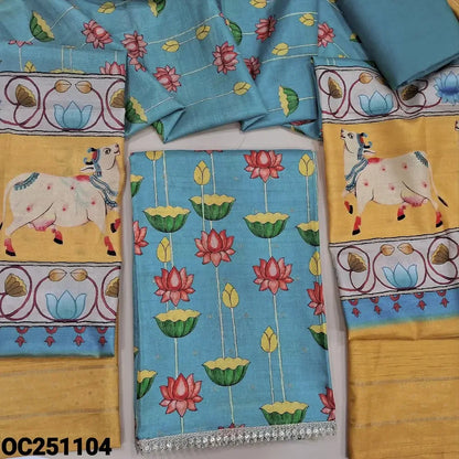 Blue silk cotton salwar material OC251104-Neidhal