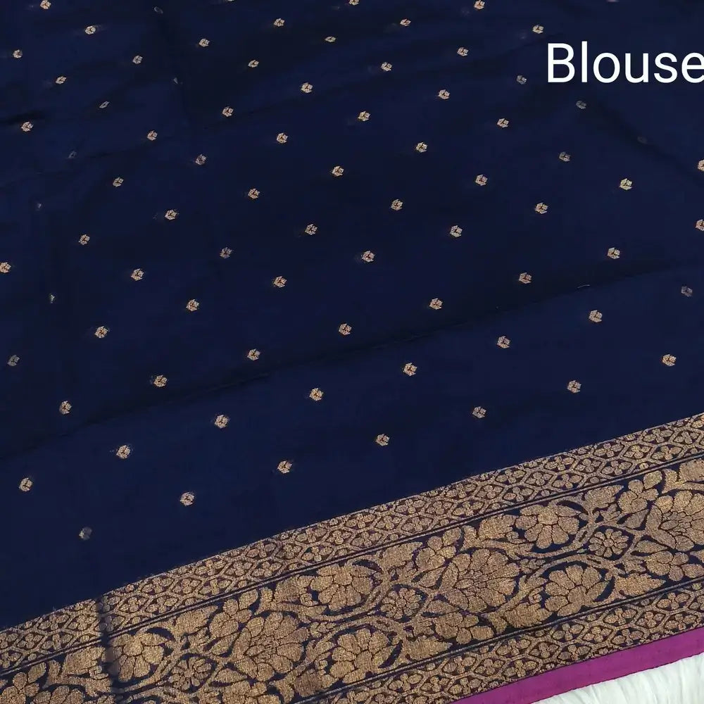 Blue silk cotton saree ns179-Neidhal