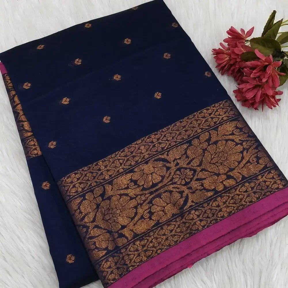 Blue silk cotton saree ns179-Neidhal