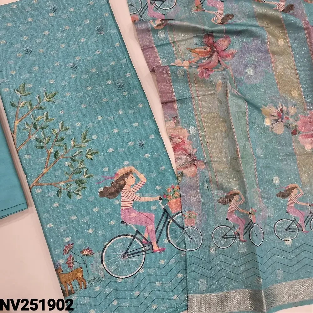 Blue silk cotton unstitched salwar material nv251902-Neidhal