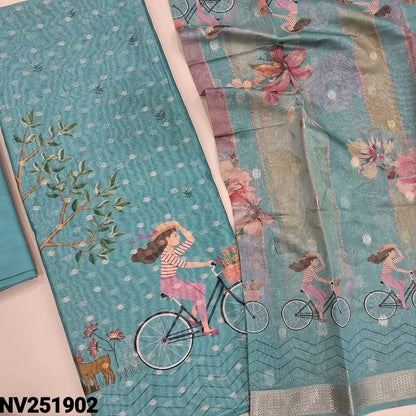 Blue silk cotton unstitched salwar material nv251902-Neidhal