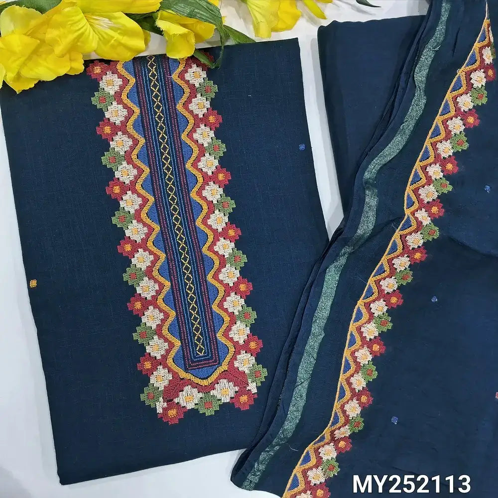 Blue slub cotton salwar material my252113-Neidhal