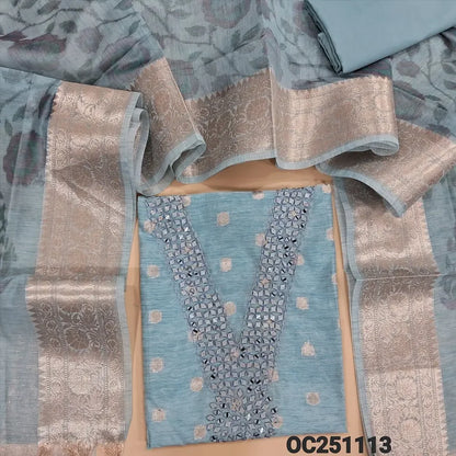 blue slub silk cotton salwar material OC251113-Neidhal