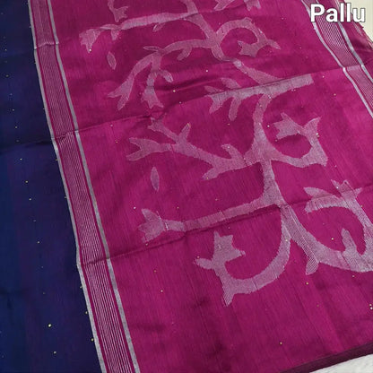 Blue slub silk cotton saree ns158-Neidhal